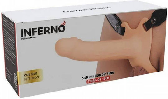 Ζώνη Strap On Κούφιο Ομοίωμα Σιλικόνης Hidden Desire Inferno Hollow Penis Strap On Flesh 18cm