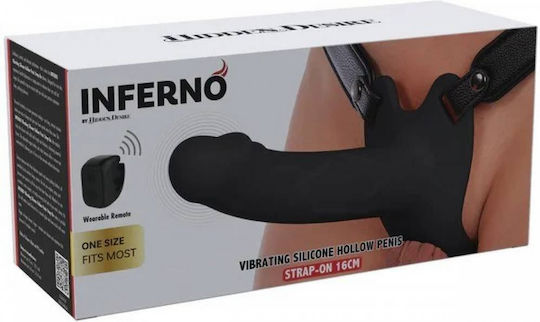 Hidden Desire Inferno Hohler Penis Strap-On Vibrator Schwarz 16cm