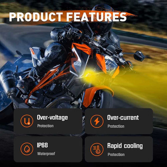 Novsight LED Motorrad-Scheinwerfer 2 Modi – 6000k Weiß & 3000k Gelb – 3500lm – 45w – IP68 – 9-36v – 1 Stück