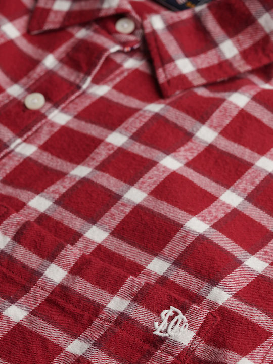 Flannel Μακρυμάνικο Γυναικείο Πουκάμισο Burgundy Check Καρό