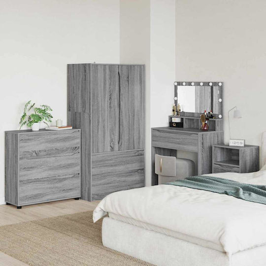 Wooden Chest of Drawers with 3 Drawers Gray Sonoma 80x31x81cm