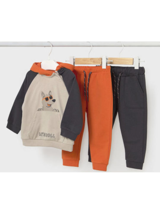 Kids Sweatpants Set Beige 3pcs