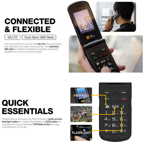 AGM M10 Dual SIM Κινητό με Μεγάλα Κουμπιά Μαύρο