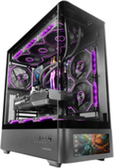 Mars Gaming MC-LCDPRO Gaming Midi Tower Κουτί Υπολογιστή με Πλαϊνό Παράθυρο Μαύρο