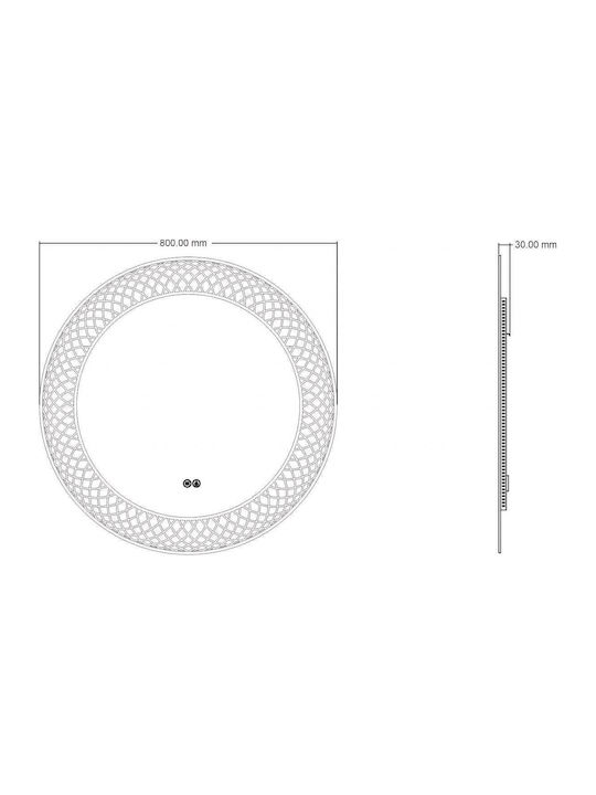 Inter Ceramic Στρογγυλός Καθρέπτης Μπάνιου Led Αφής 80x80cm