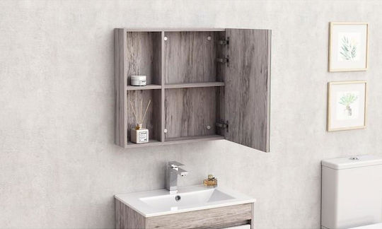 Inter Ceramic Square Bathroom Mirror from Plastic with Shelf and Cabinet 60x14cm