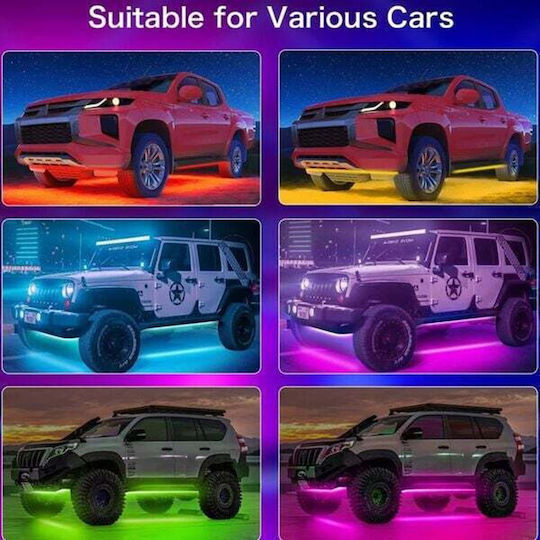 Set LED Strips RGB Music Car Underbody Tube Remote Control 2 x 90cm 2 x 120cm 4 Pcs