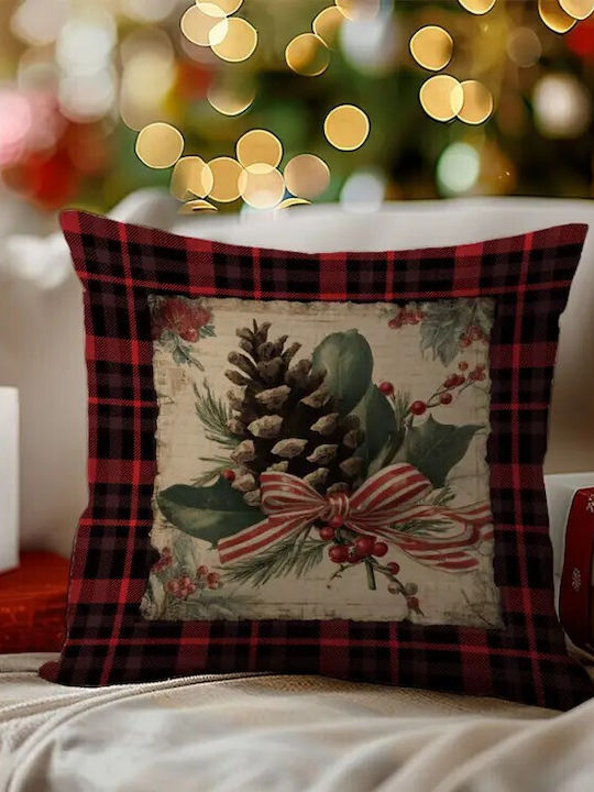 By Queen Limited Festive Edition Pillow Case Plaid Pinecone Striped Ribbon