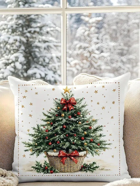 By Queen Limited Festive Edition Pillow Case Tree Red Balls Gold Star 45x45cm