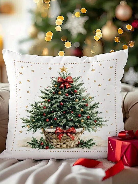 By Queen Limited Festive Edition Pillow Case Tree Red Balls Gold Star 45x45cm