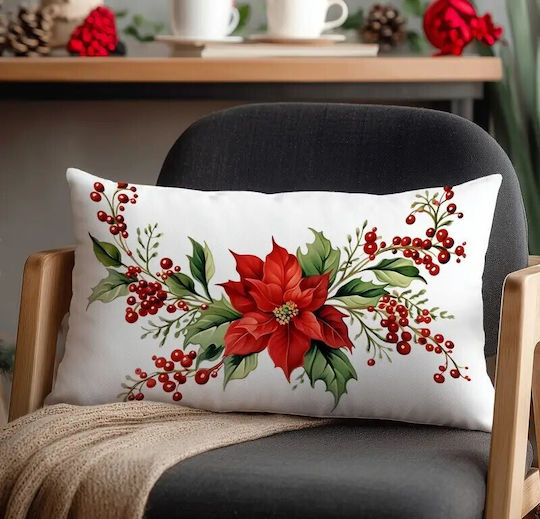 By Queen Limited Festive Edition Μαξιλαροθήκη Poinsettia Elegance 50x30εκ