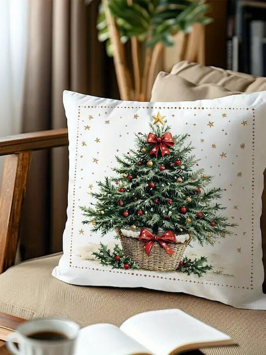 By Queen Limited Festive Edition Pillow Case Tree Red Balls Gold Star 45x45cm