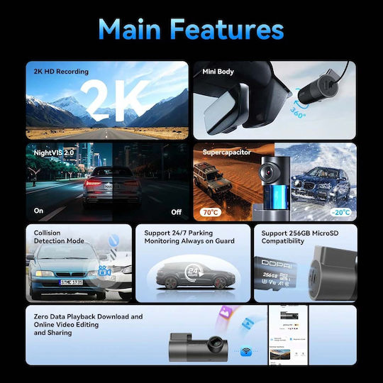 DDPAI Κάμερα DVR Αυτοκινήτου 1440P Wi-Fi