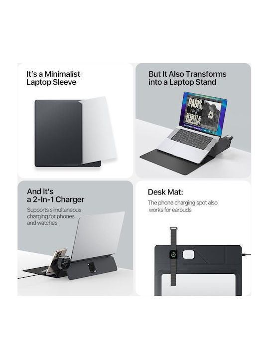 Dux Ducis AirQ Husă Pentru Laptop 14.2" Cu Port USB În Culoare Neagră