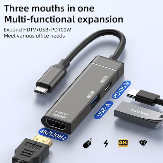 USB-A / USB-C Stație de andocare cu 4K PD Ethernet Gri (EDA008423601A)