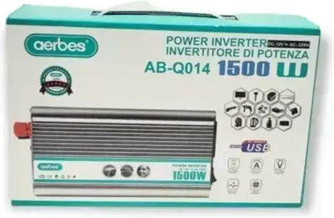 Aerbes Car Inverter Pure Sinewave 1500W to Converter 12V DC in 220V AC