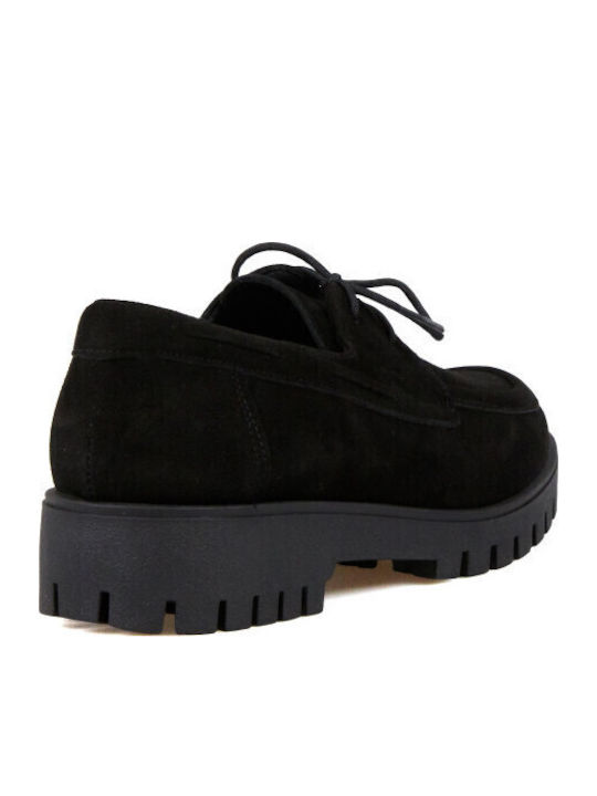 Leather Women's Moccasins in Black Color