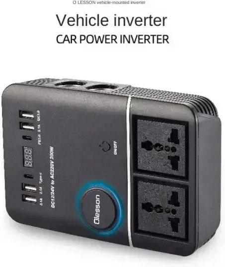 Inverter Αυτοκινήτου 200w Μετατροπή 12v 24v Dc 220v Ac 4xusb Olesson 1661
