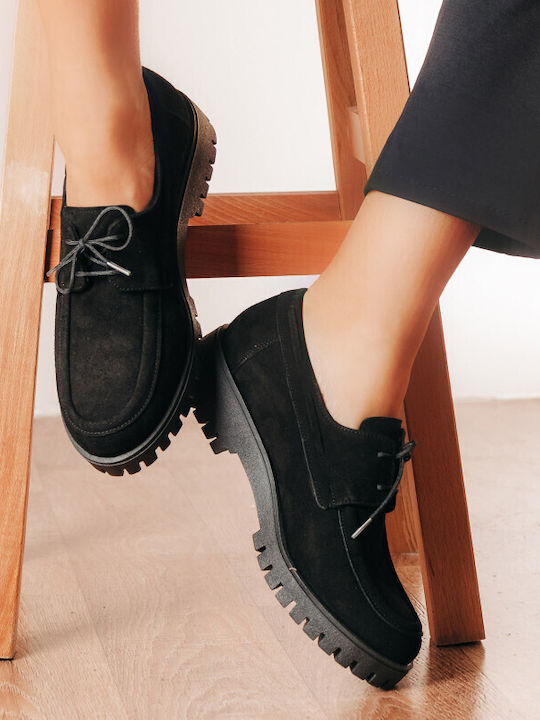 Leather Women's Moccasins in Black Color