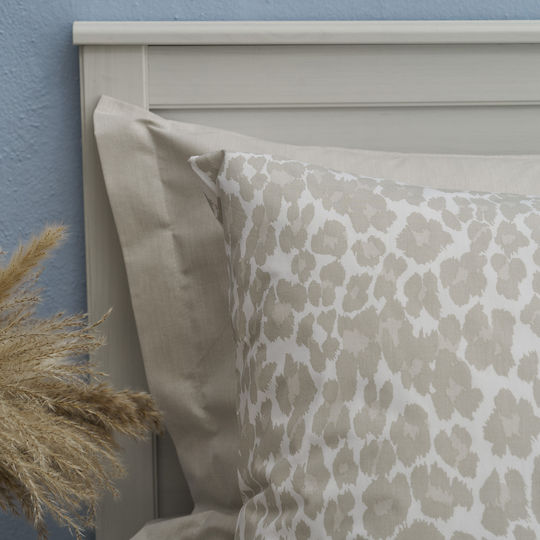 Charalambidis Textiles Leopar Σετ Σεντόνια Υπέρδιπλα 240x260εκ. Μπεζ (4τμχ)