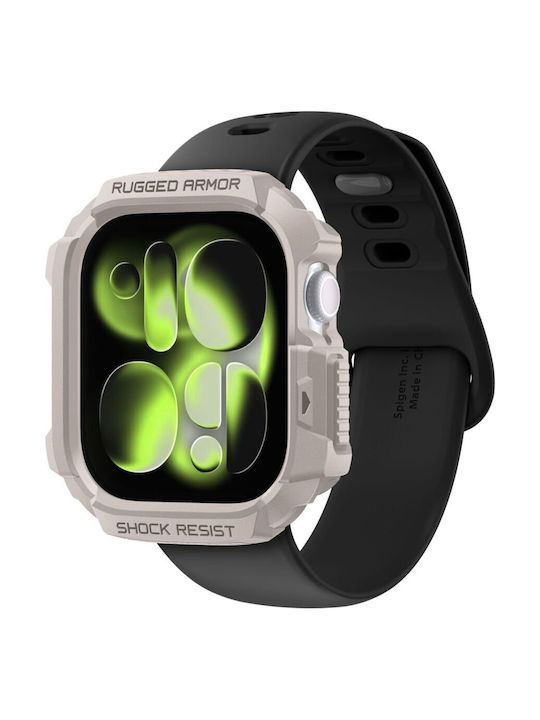 Spigen Rugged Armor Силиконов Калъф в Бежов цвят за Apple Watch 10, Apple Watch 11, 42 мм