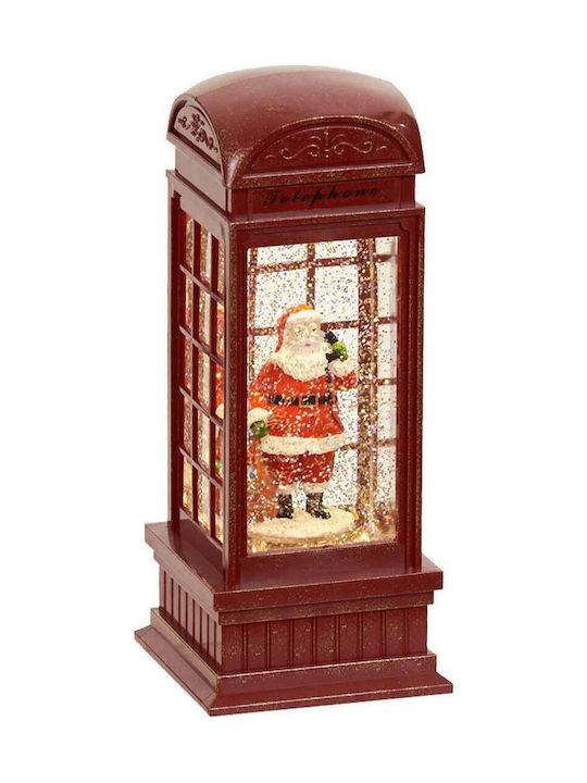 Christmas Decorative Lighted Telephone Booth with Santa Claus 25cm Telephone Chamber with Santa Claus