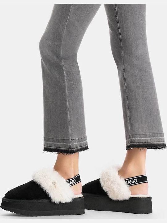 Jane Wildleder Hausschuhe Damen Pantoffeln Schwarz