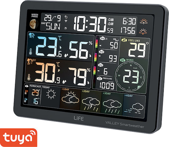 Life Valley Smartweather Tuya Wireless Digital Weather Station Tabletop / Wall Mounted White