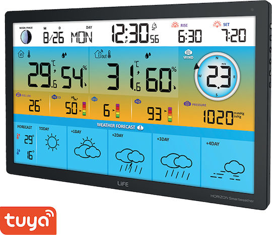 Life Horizon Smartweather Tuya Wireless Digital Weather Station Tabletop / Wall Mounted