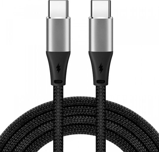 iBox Плетен USB 2.0 Кабел USB-C Мъжки - USB-C 60W Захранване (PD) Черен 2м IKUTC2B