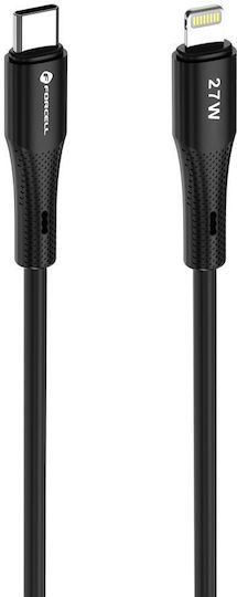 Forcell USB-C to Lightning Cable 27W Μαύρο 1m