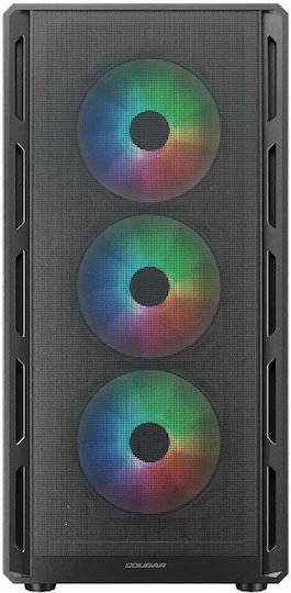 Cougar Airface Pure Rgb Gaming Midi Tower Κουτί Υπολογιστή με RGB Φωτισμό Μαύρο