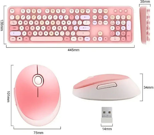 QS-808 Kabellos Bluetooth Tastatur & Maus Set Englisch US Lila