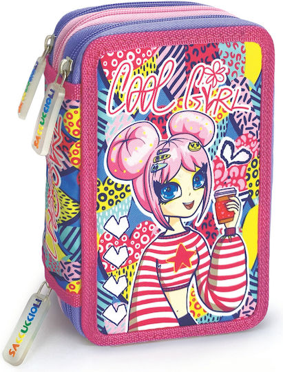 Lebez Pencil Case Full 12pcs with 3 Compartments Various Designs/Colours