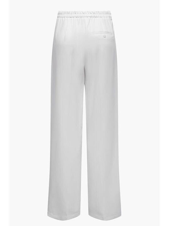 Wide Women's High-waisted Fabric Trousers Loose Fit White