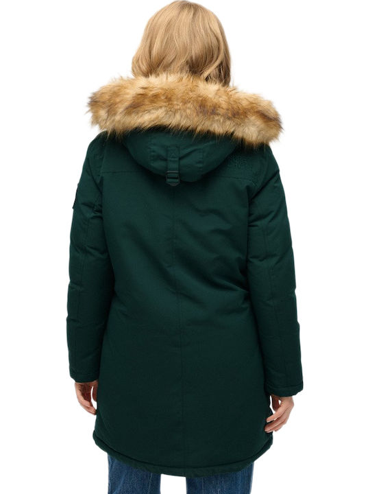 'everest' Μακρύ Γυναικείο Puffer Μπουφάν για Χειμώνα Enamel Green