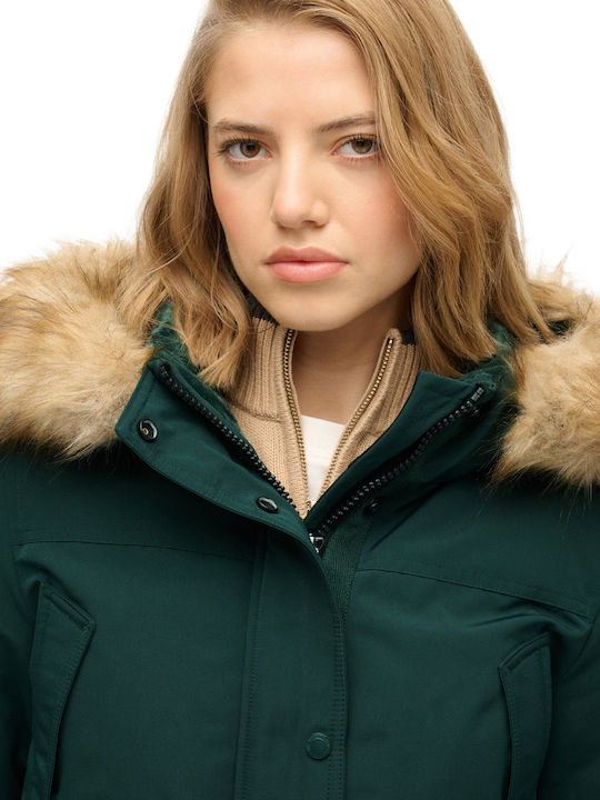 'everest' Μακρύ Γυναικείο Puffer Μπουφάν για Χειμώνα Enamel Green