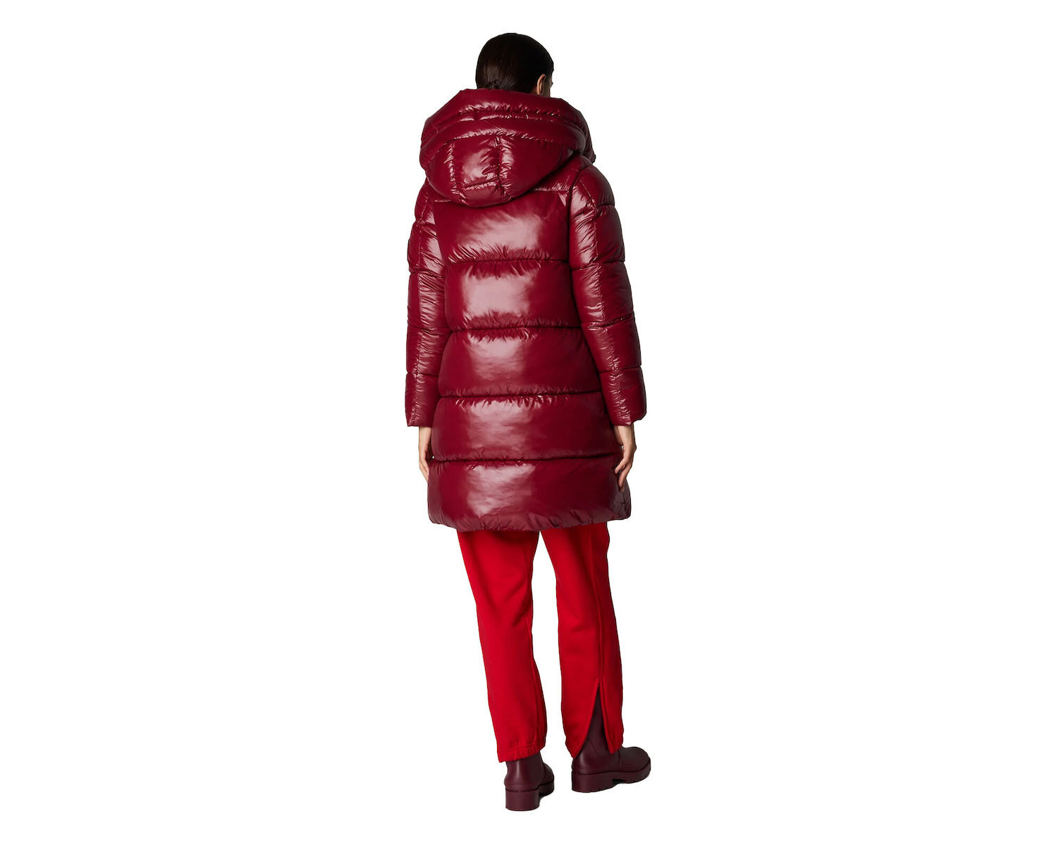 Save The Duck Women's Puffer Jacket for Winter with Hood Wine Red