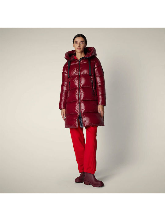 Γυναικείο Puffer Μπουφάν για Χειμώνα Wine Red