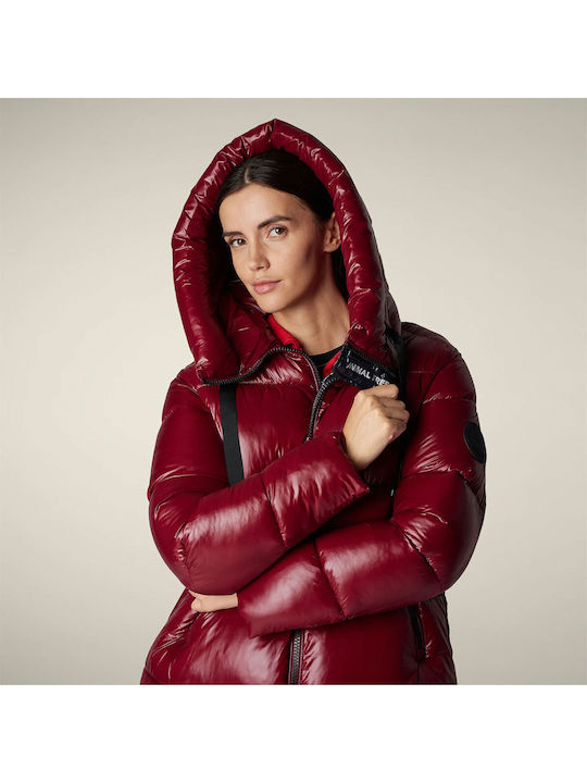 Γυναικείο Puffer Μπουφάν για Χειμώνα Wine Red