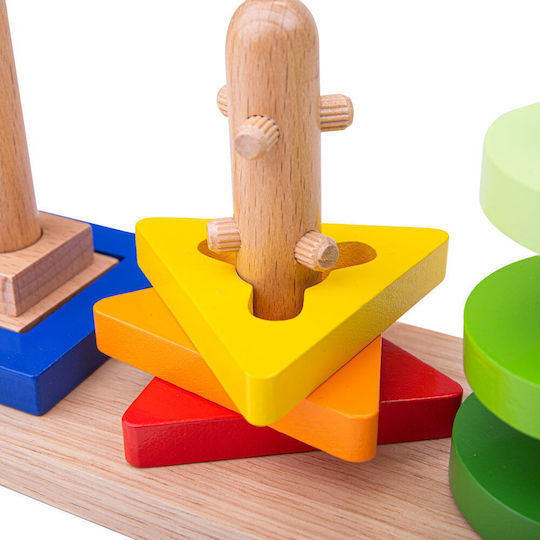 Big Jigs Παιχνίδι Ταξινόμησης Σχημάτων 3 Geometric Shapes από Ξύλο για 24+ Μηνών