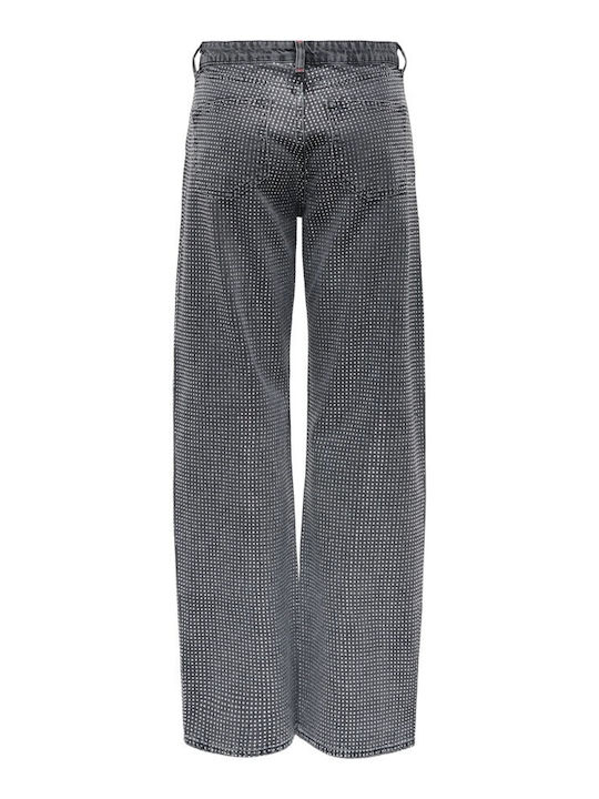 Wide High Rise Women's Jean Pants in Regular Fit Gray