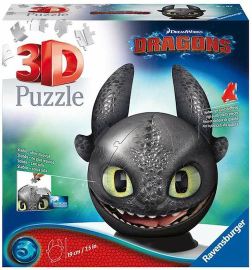 Puzzleball 3D Dragons 3 Toothless with Ears 72buc Ravensburger
