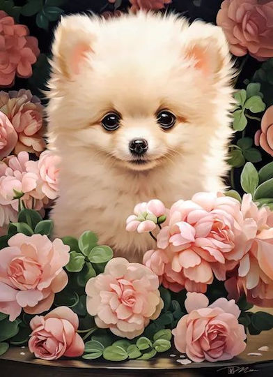 Castorland Pomeranian Puppy In Roses Puzzle 300 Pieces B-30552
