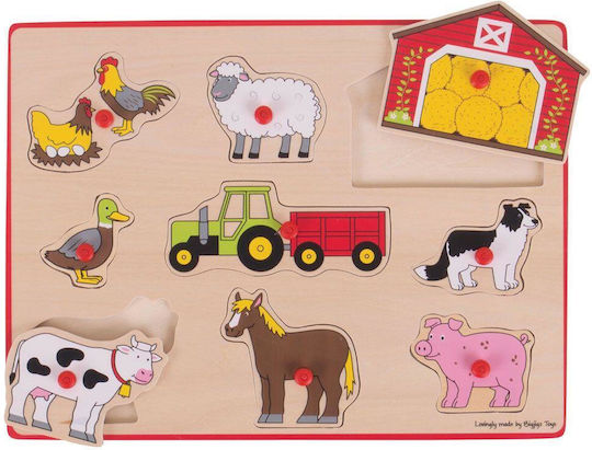 Lemnos Puzzle pentru Copii cu Îmbinări Farm Animals pentru 3+ Ani 9buc Big Jigs