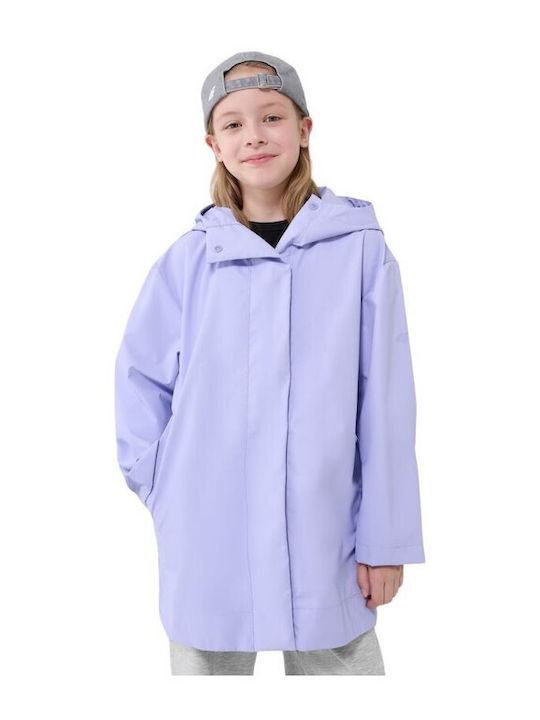 Waterproof Kids' Casual Jacket Long with Hood Purple