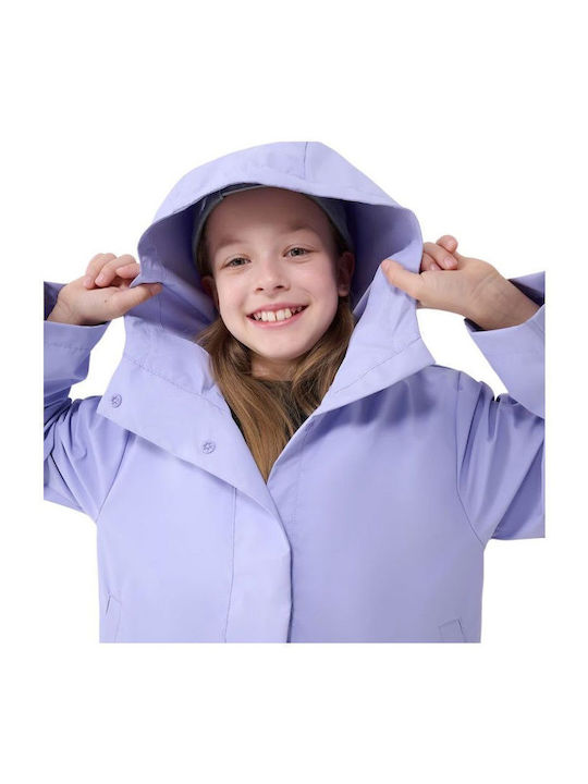 Waterproof Kids' Casual Jacket Long with Hood Purple