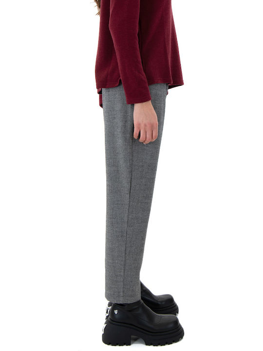 Damen Hoch tailliert Stoff Hose Gray