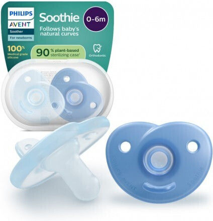 Philips Soothie Soothie Orthodontic Pacifiers Silicone with Case Blue for 0-6 months 2pcs