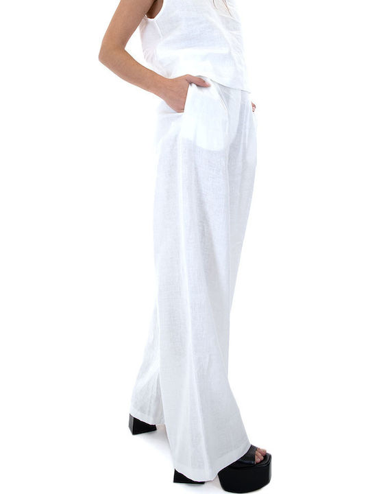 Damen Leinen Hose Weiß